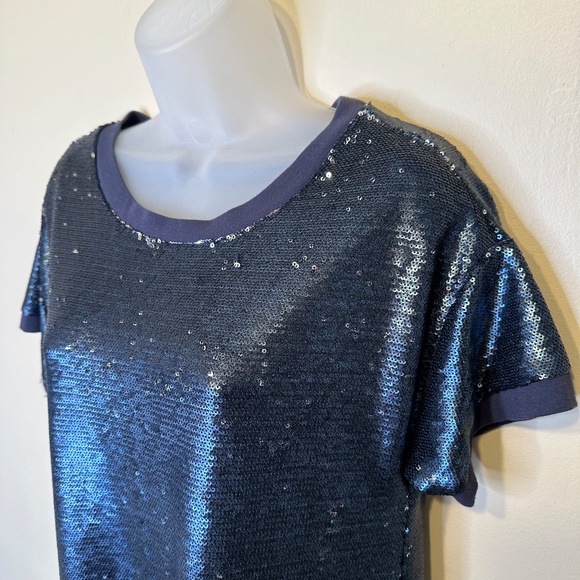 Moulinette Soeurs Antro Sequined Interstellar Navy Jewel Tone Tunic Shirt Dress - Picture 7 of 15